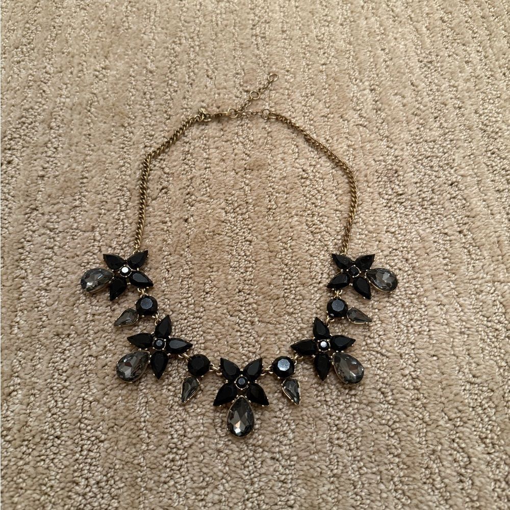 J. CREW Elegant Black and Gold Gem Necklace